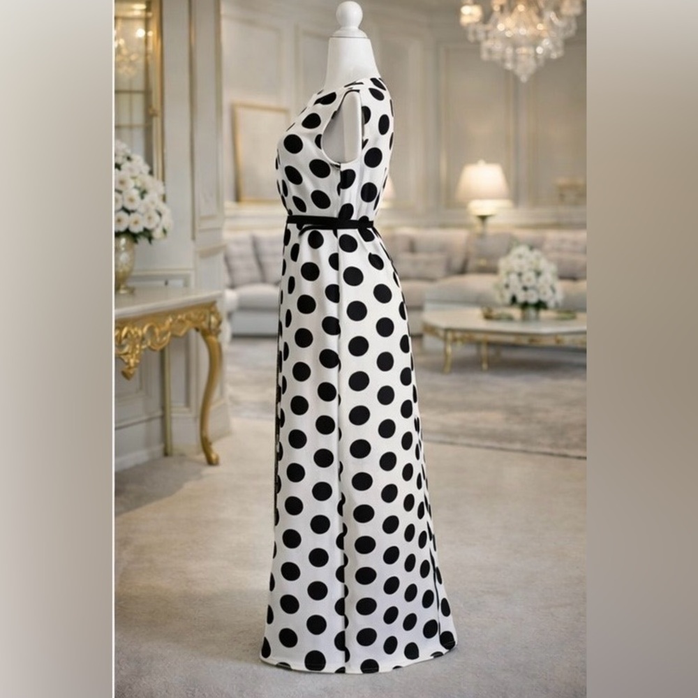 Stylish sleeveless maxi coat in black and white